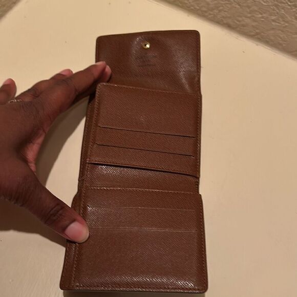 Louis Vuitton Monogram Compact Trifold Wallet Classic Brown Tan LV Logo Pattern - Picture 4 of 11